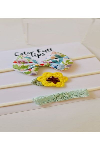 COLORFULLCLİPS Hand Knitted Flower Tape Set