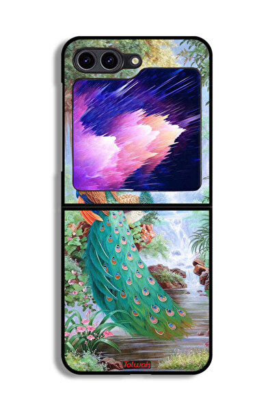 Tolwak غطاء حماية لهاتف Samsung Galaxy Z Flip6 بتصميم الطاووس