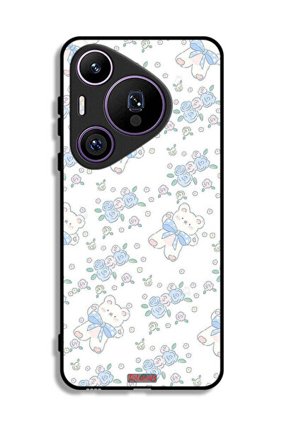 Tolwak غطاء حماية لهاتف هواوي بيورا 70 برو مع أيقونة دب تيدي لطيف وزهور