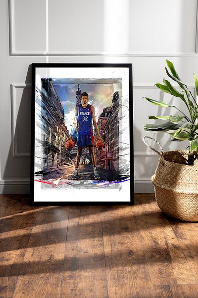 Saturn Victor Wembanyama Framed Painting - Basketball France Poster Painting