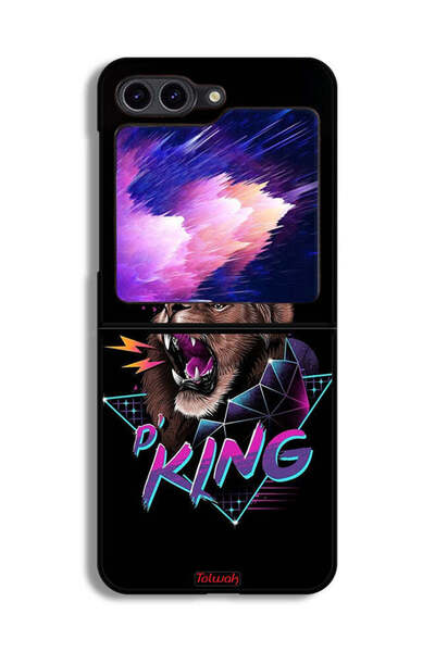 Tolwak غطاء حماية لهاتف Samsung Galaxy Z Flip6 برسومات الأسد الملك
