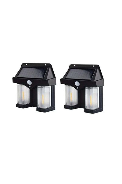 divendi-ro Set of 2 x 2 x Solar Double Wall Lamps, 2W, 1200LM, IP65 weatherproof, for home or garden, black