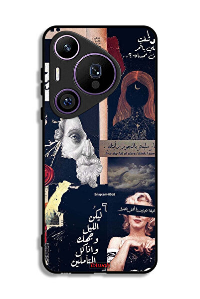 Tolwak غطاء حماية لهاتف هواوي بيورا 70 برو بعبارات عربية ووجوه مقطوعة