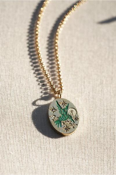 AŞIK ACCESSORIES Stainless Steel Stone Bird Locket Necklace