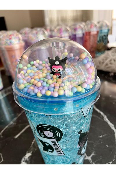 EMKSHOP Colorful Lighted Large Cup with Straw Double Layer 3 Mode Lighted