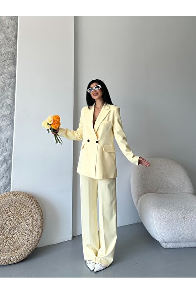 MYGİYİMİSTANBUL Blazer Jacket Palazzo Pants Suit