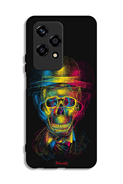 Tolwak غطاء حماية لهاتف Honor 200 Lite 5G بتصميم جمجمة وقبعة ملونة وفن خيالي