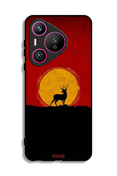 Tolwak غطاء حماية لهاتف هواوي بيورا 70 بتصميم غزال وقمر