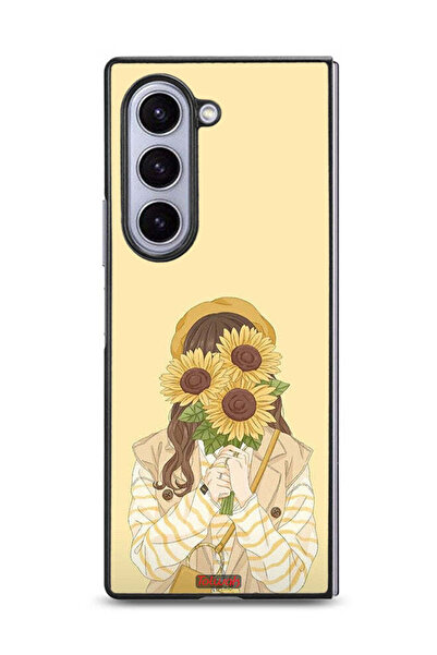 Tolwak غطاء حماية لهاتف سامسونج جالاكسي زد فولد 6 بنقشة عباد الشمس وإخفاء الوجه