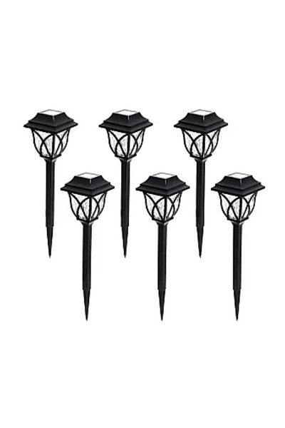 divendi-ro Set of 6 solar lamps for garden, terrace, alley, black lantern type