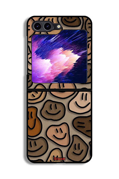 Tolwak غطاء حماية لهاتف سامسونج جالاكسي زد فليب 6 برسومات وجوه مبتسمة