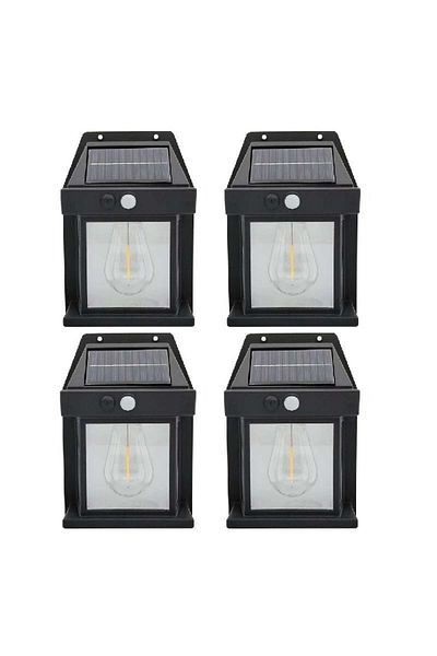 divendi-ro Set of 4 x Solar Wall Lamps 2W, 600LM, waterproof IP65, for garden or home, black