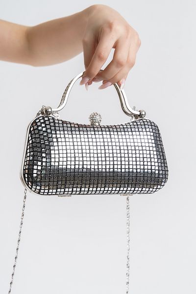 Famels Women's Evening Dress Bag Imported Mirror Hand, Handle Shoulder Bag Zircon Stone Special Design
