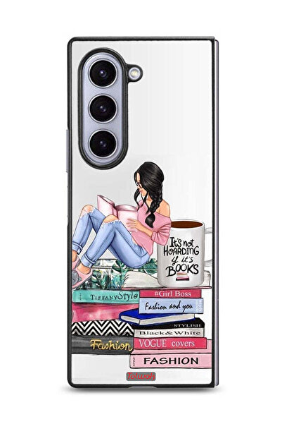 Tolwak غطاء حماية لهاتف سامسونج جالاكسي زد فولد 6 بتصميم فتاة وكتب أزياء فنية