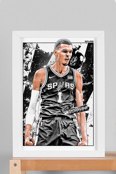 Saturn Victor Wembanyama Framed Painting - San Antonio Spurs Nba Poster Painting