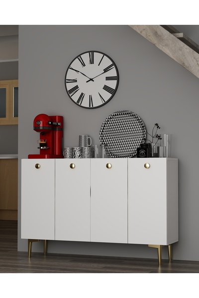 cantek dizayn BETTYCT KAHVE KÖŞESİ BEYAZ-BEYAZ-ALTIN