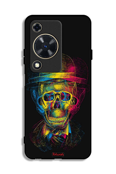 Tolwak غطاء حماية لهاتف هواوي إنجوي 70 بتصميم جمجمة وقبعة ملونة وفن خيالي