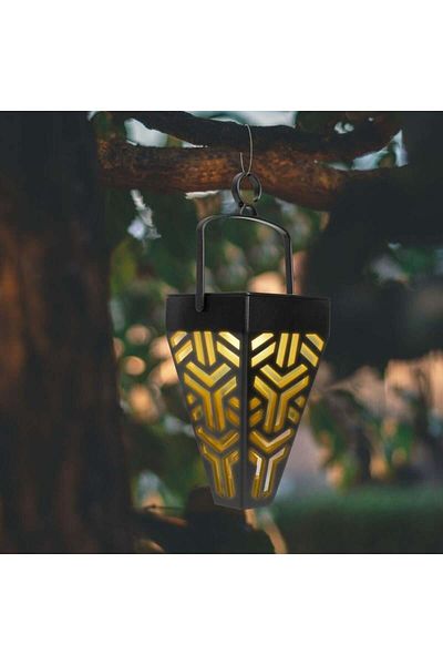 divendi-ro Set of 6 decorative solar garden lamps, 2 in 1, suspended or recessed, black, with warm white light
