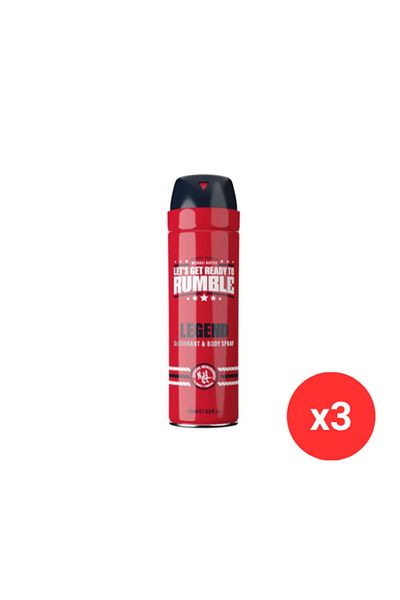 RUMBLE Men Legend Deodorant & Body Spray 200 ml x3 PCS