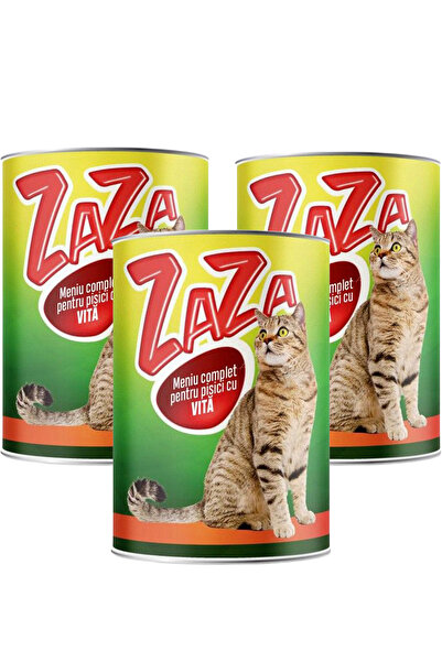 Zaza Υγρή τροφή για γάτες σε κονσέρβα με μοσχάρι 415gr x3 τεμάχια
