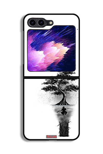 Tolwak غطاء حماية لهاتف Samsung Galaxy Z Flip6 بتصميم فن الأرض والفضاء