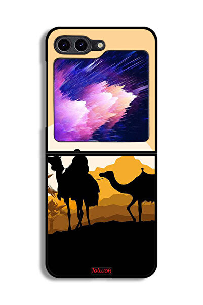 Tolwak غطاء حماية لهاتف Samsung Galaxy Z Flip6 بتصميم فن الجمال في الصحراء