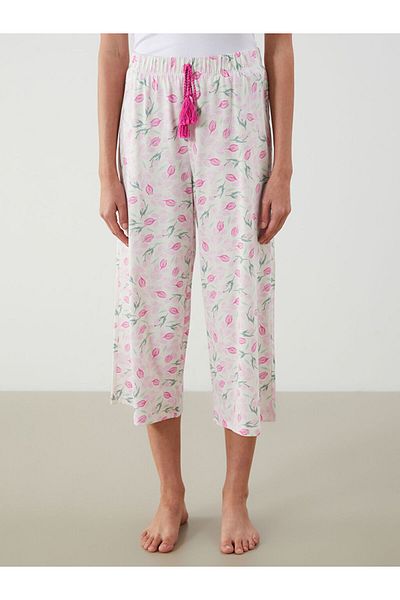 LC Waikiki New Season Elastic Waist Floral Women's Capri Pajama Bottoms - S5Jj07Z8