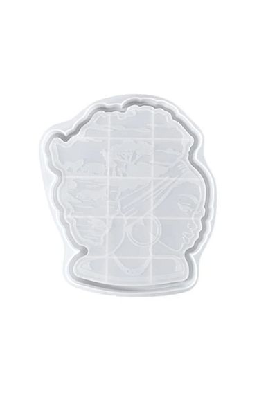 OEM Matrita din silicon pentru confectionat tavi de servire, model femeie afro, 33 x 27 x 2.5 cm, alb