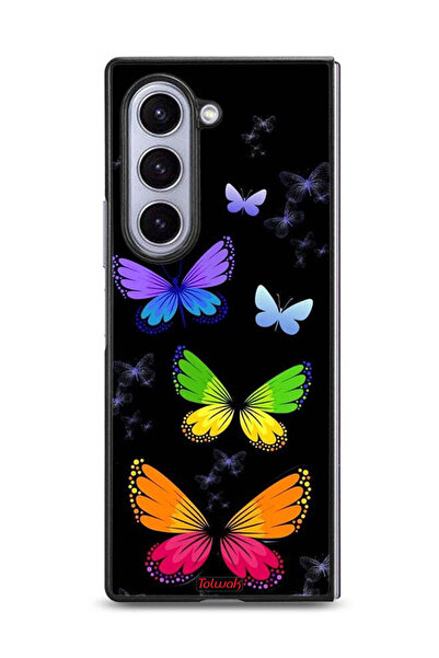 Tolwak غطاء حماية لهاتف سامسونج جالاكسي زد فولد 6 بنقشة فراشات ملونة