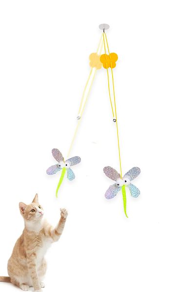 Beatitude Cat Play Fishing Rod Rattle Cat Toy Adhesive Fishing Rod Drawstring Ceiling Door Sticking Toy