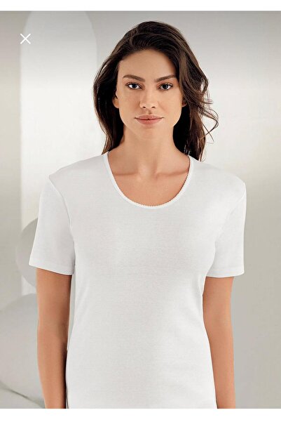 Şahinler Şahinler, 6'lı Paket Kadın Ribana Kroşetalı Kısa Kollu Atlet %100 pamuk *****