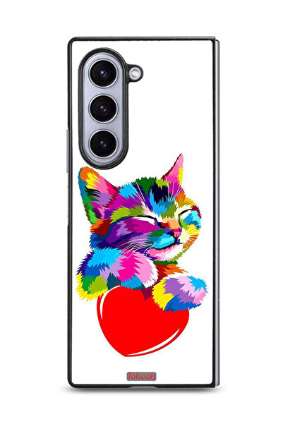 Tolwak غطاء حماية لهاتف سامسونج جالاكسي زد فولد 6 بتصميم قطة ملونة