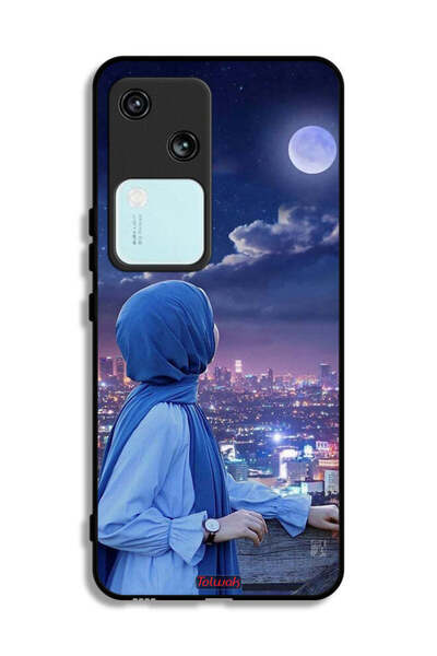 Tolwak غطاء حماية لهاتف Vivo V30 5G بطبعة فتاة محجبة تنظر إلى القمر
