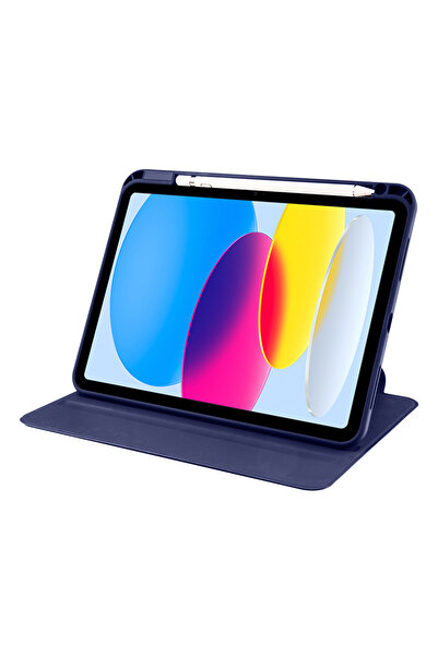 İLKATEK iPad 11Th Generation 2025 Case Iktk Thermal Pen Compartment Rotatable Stand Case - Lavendery Gray