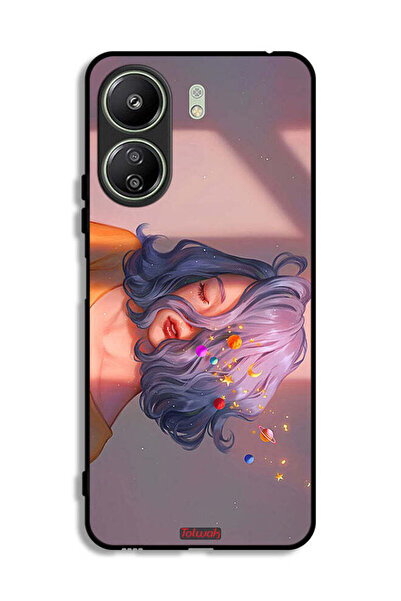 Tolwak Xiaomi Redmi 13C Protective Case Cover Girl And Space Art