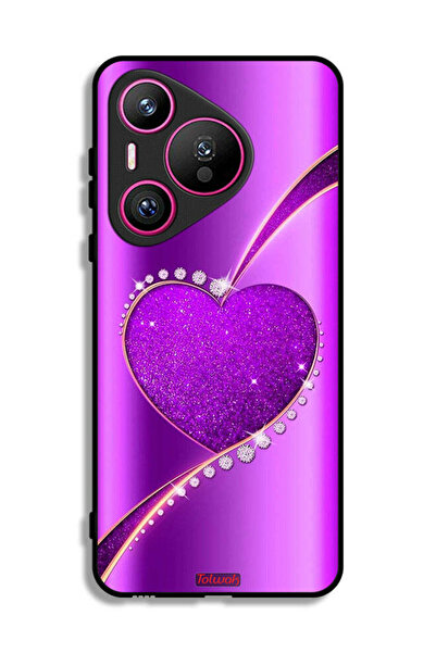 Tolwak غطاء حماية لهاتف هواوي بيورا 70 بتصميم قلب لامع