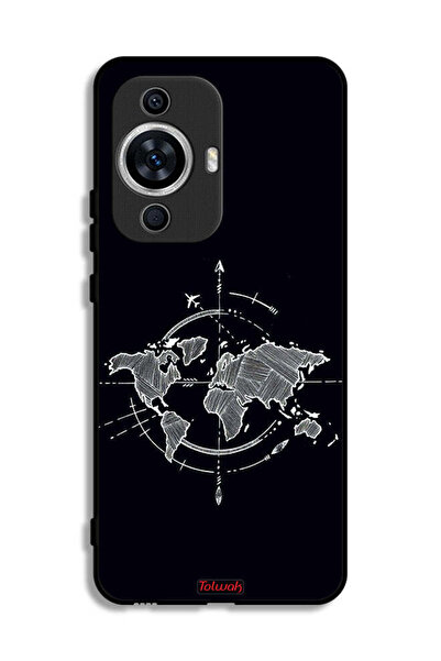 Tolwak غطاء حماية لهاتف هواوي نوفا 12 لايت بتصميم فن البوصلة