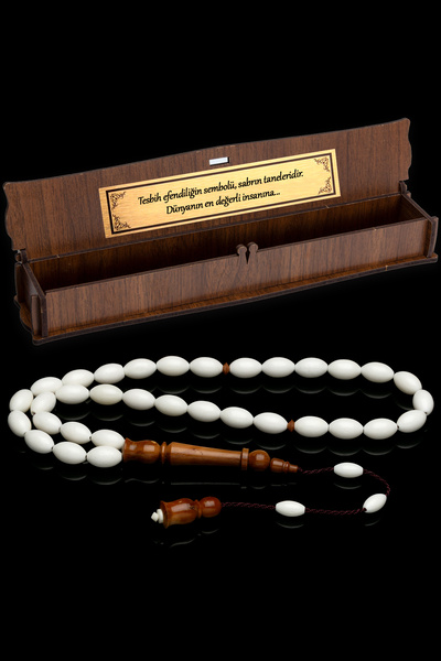 OTTOTESBİH Sistem de mărgele de rugăciune pentru bărbați, cu ciucuri, 7x11 mm, Kuka İmameli, din os de cămilă