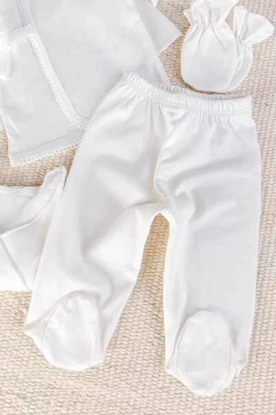 Babymod Natural 100% Cotton 5-Piece Baby Girl Boy Hospital Release Bodysuit Set Newborn Open Need Set