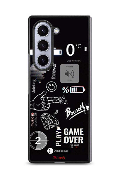 Tolwak غطاء حماية لهاتف Samsung Galaxy Z Fold6 مطبوع عليه Game Over Pew Pew