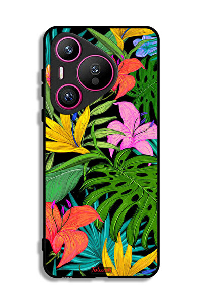 Tolwak غطاء حماية لهاتف هواوي بيورا 70 بنقشة زهور استوائية وأوراق شجر