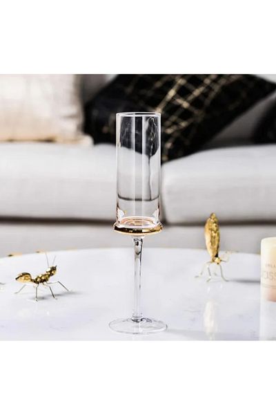 LUXXO Set 6 glasses for champagne made of crystal, Chaud, 240ml