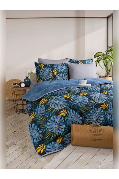 Sudemhome Double Welsoft Sleeping Set Double Sided Wellsoft Fluffy Fleece Quilt and Battal Fitted Sheet
