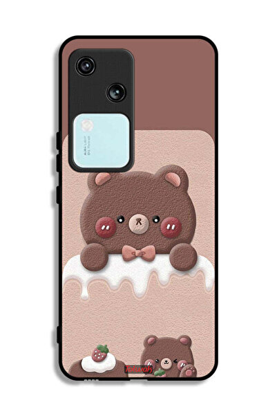 Tolwak غطاء حماية فيفو V30 5G بتصميم دب الفراولة