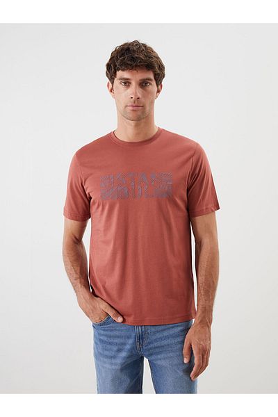 LC Waikiki New Season Crew Neck Istanbul Ανδρικό T-Shirt με στάμπα από βαμβακερό χτενισμένο - S5KB01Z8