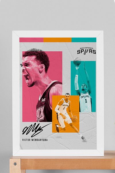 Saturn Victor Wembanyama Framed Painting - San Antonio Spurs Nba Poster Painting