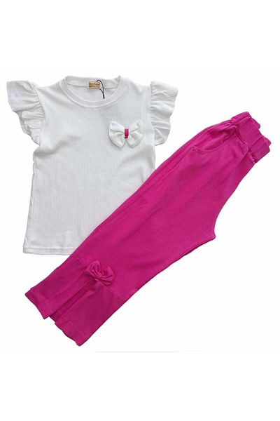 Kamex Bow T-Shirt and Pocket Trousers Girl's Set