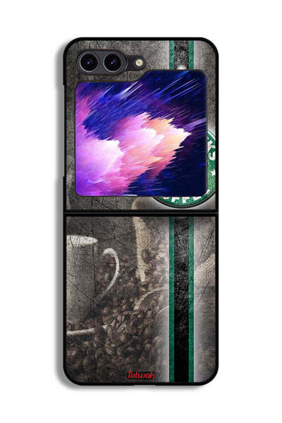 Tolwak غطاء حماية لهاتف Samsung Galaxy Z Flip6 بتصميم فن القهوة
