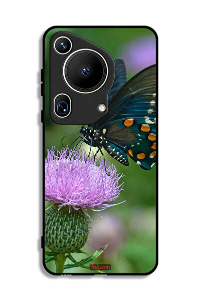 Tolwak غطاء حماية فائق لهاتف هواوي بيورا 70 بتصميم فراشة على زهرة