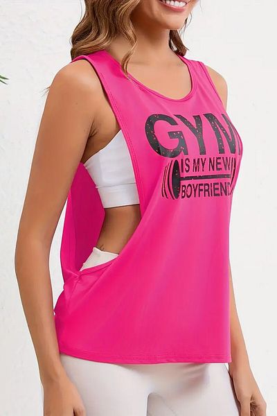 GHASSY CO. Ghassy Co. Women's Gym Printed Breathable Fitness Yoga Running Sleeveless Sports Singlet